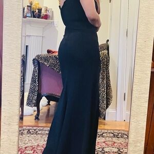 B. Smart Black Maxi Dress with Flared Hem